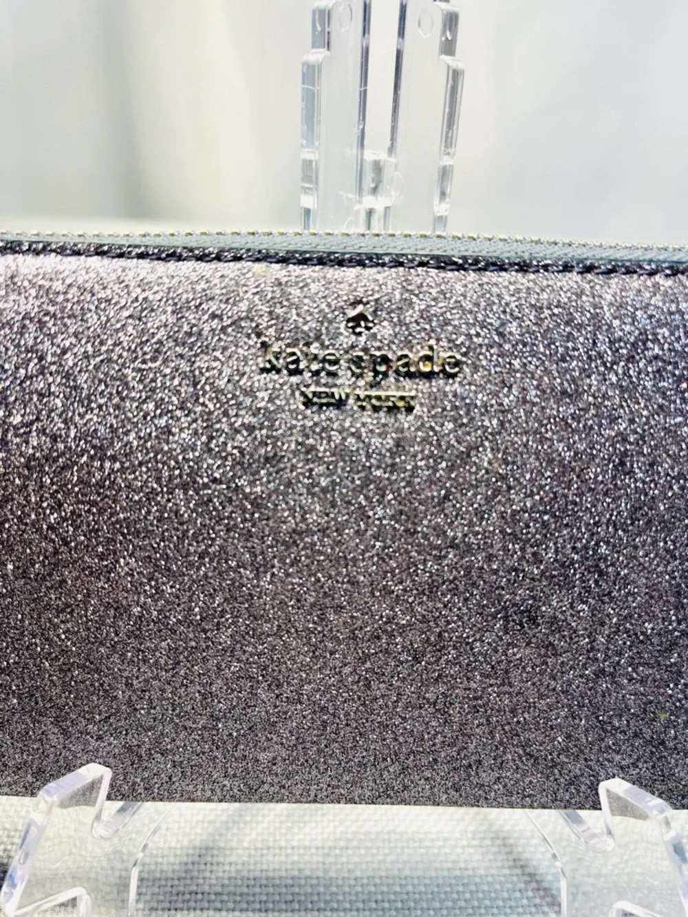 Kate Spade Silver Glitter Zip-Around Continental Wallet - Picture 3 of 10